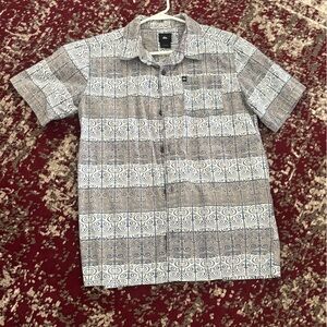 Quiksilver gray and blue Patterned Button Down Shirt